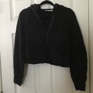 lululemon athletica Black Cropped Half‑Zip Hoodie